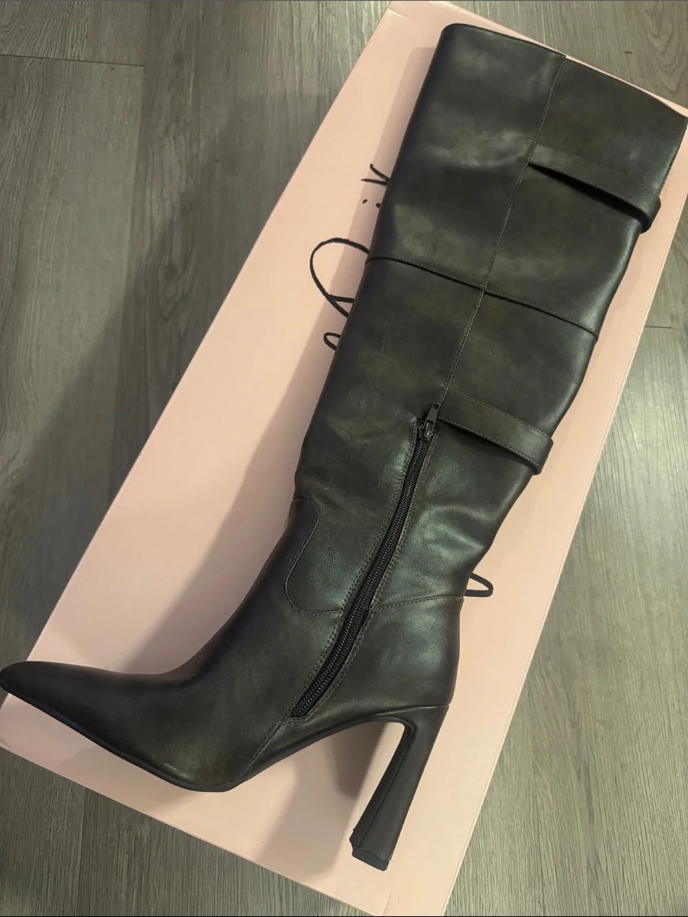 🔥Wild Pair Over-the-Knee Pointed Toe Buckle Boots in Dark Brown🔥BRAND NEW N BOX